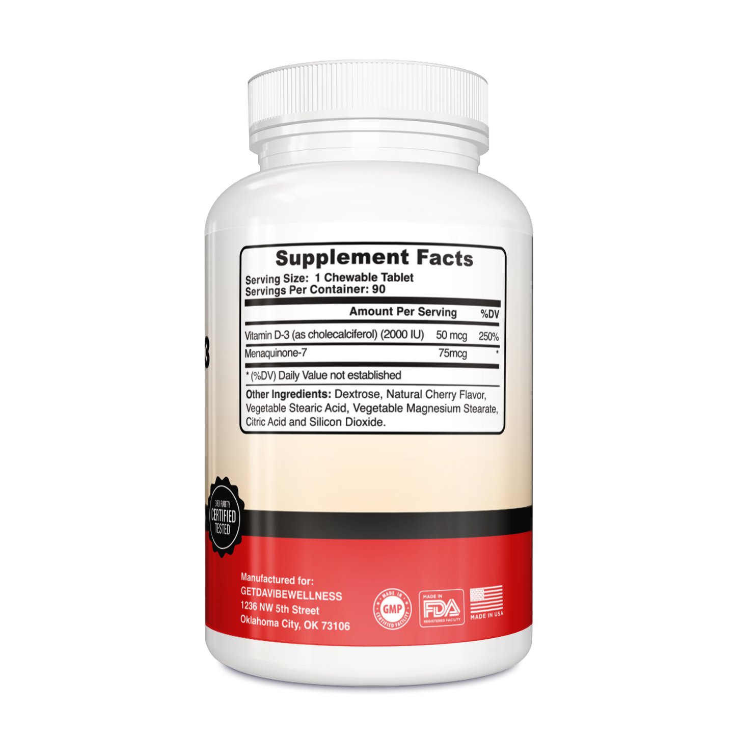 Vitamin D3 with K2, 1-3 serv. sz